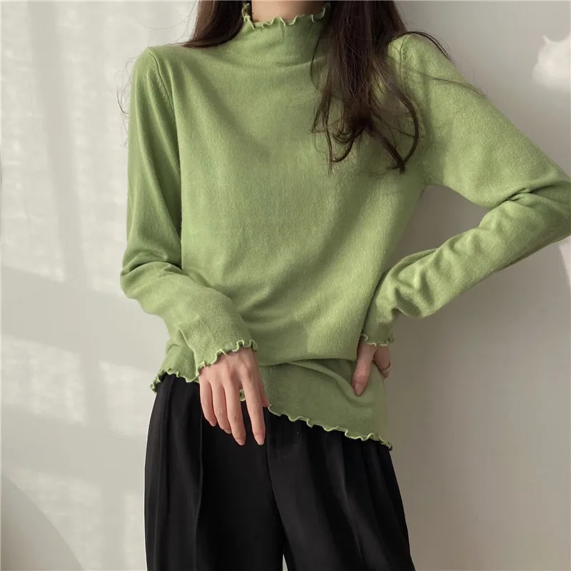 

Half High Collar Knitted Sweater Women's New Slim Fitting Elastic Long Sleeved Shirt In Autumn And Winter 2022