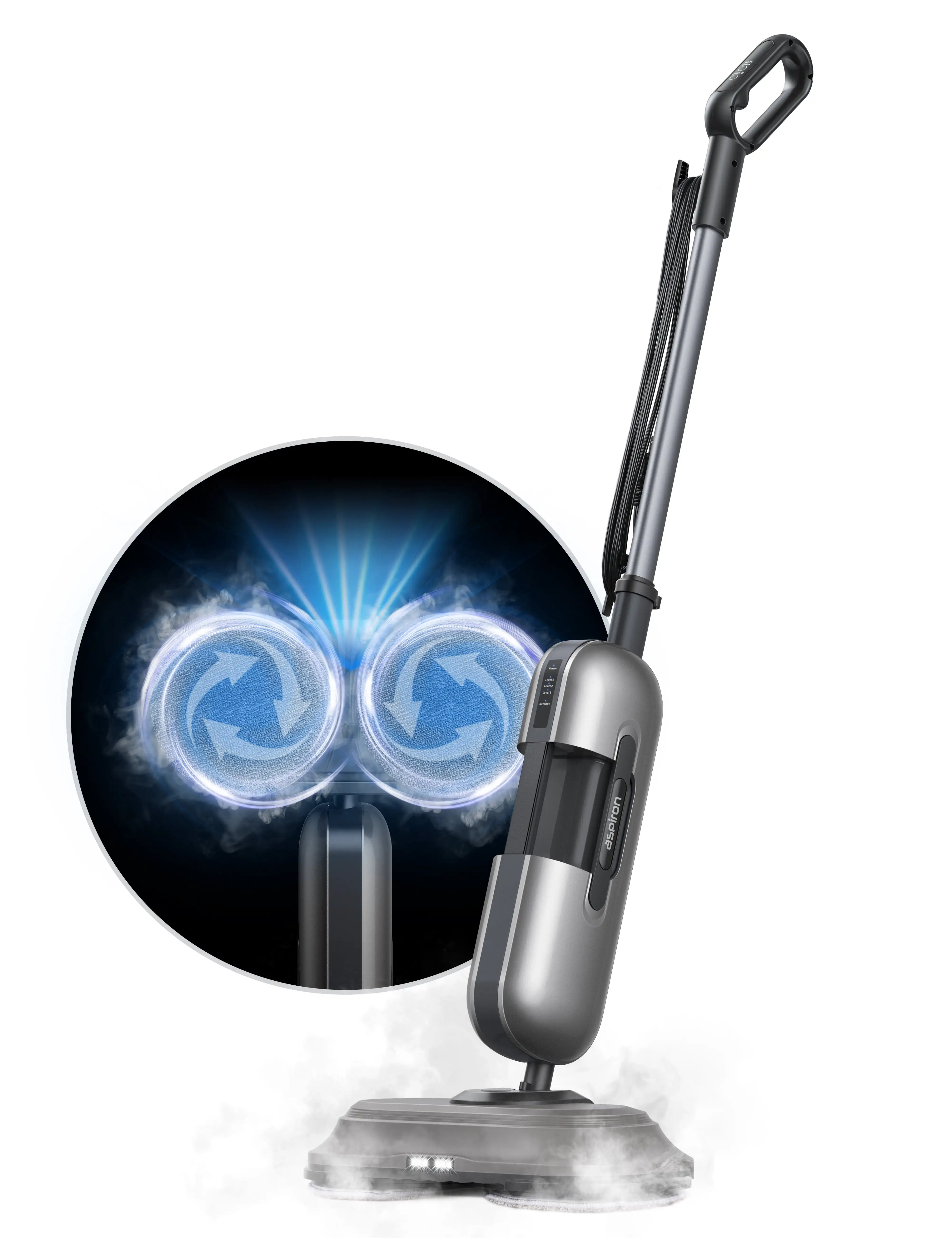 

Steam Mop, Portable Handheld Steam Cleaner for Hard Floor Cleaning with 2 Mop Pads, 410ml Water Tank