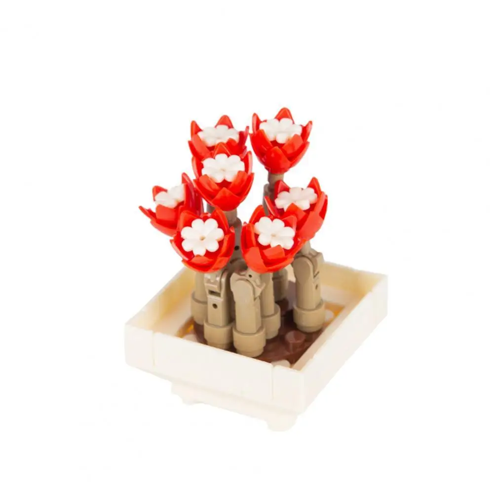 

1 Set Mini Building Blocks Toy Bonsai City Creative Flower Block Construction Succulent Potted Plant DIY Model Blocks Toy Gift
