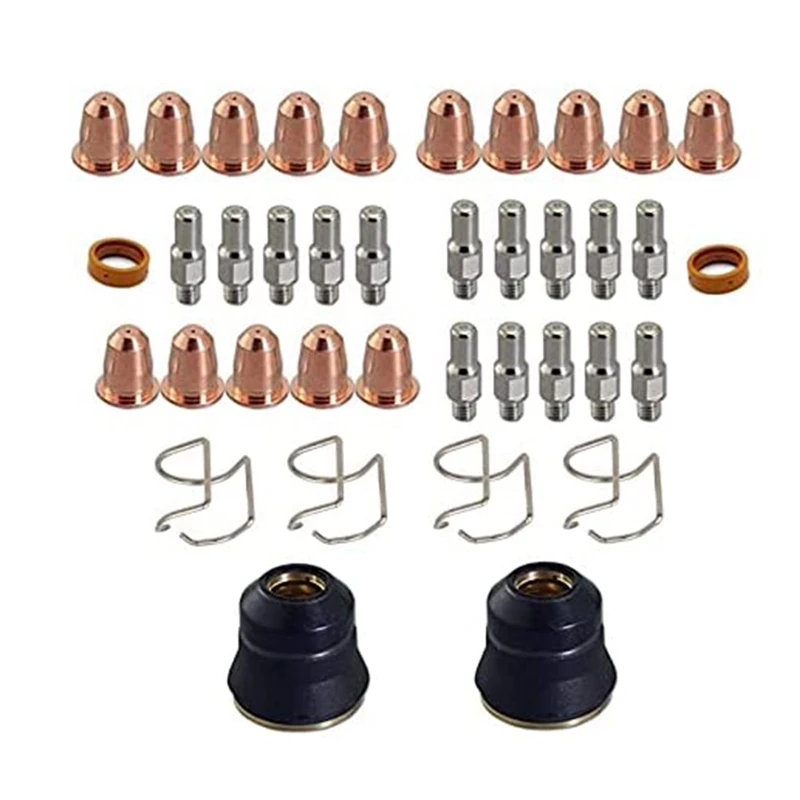 

38Pcs Plasma Cutter Torch S45 Accessory PR0010 Electrodes PD0116-08 Nozzle Tips Spacer Guide Retaining Cap For S45 Torch