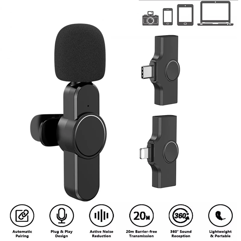 

Беспроводной микрофон для прямой трансляции, Тип C, USB C, запись видео