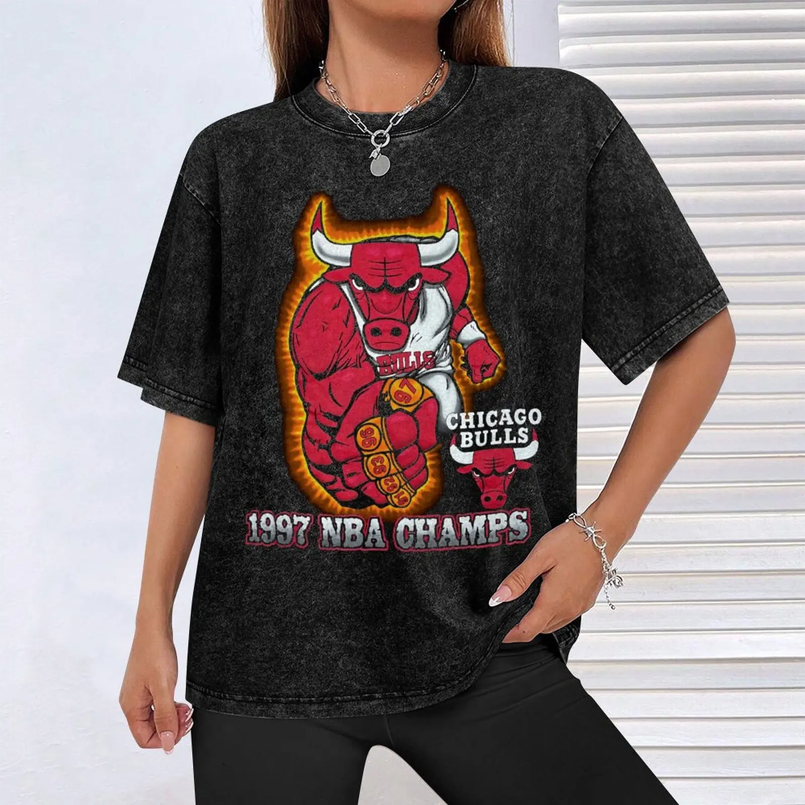 Баскетбольная футболка Chicago Champs 1997 винтажная одежда с принтом животных для