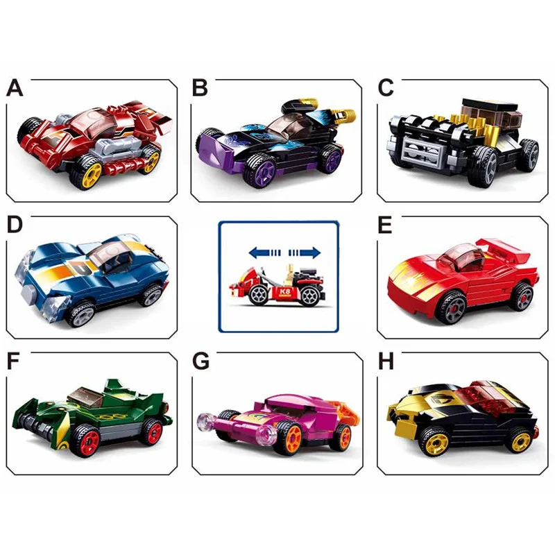 

8Pcs/lot City Power Product Group Pull Back Racing Car Sport Car Building Blocks Sets Bricks Educational Toys for Children