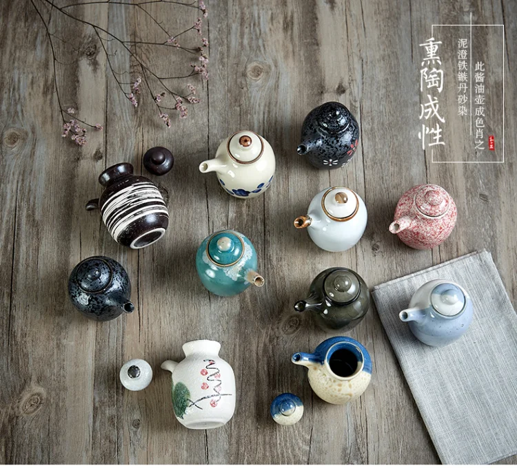 

Creative Ceramic Sauce Pot Japanese Style Tableware Hand-painted Seasoning Bottle Vinegar Pot