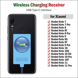 Qi Wireless Charging Receiver for Xiaomi Redmi Note 9S 10S 11S 7 8 9 10 11 Pro 9T 10T 5G Type-C Char in Pakistan