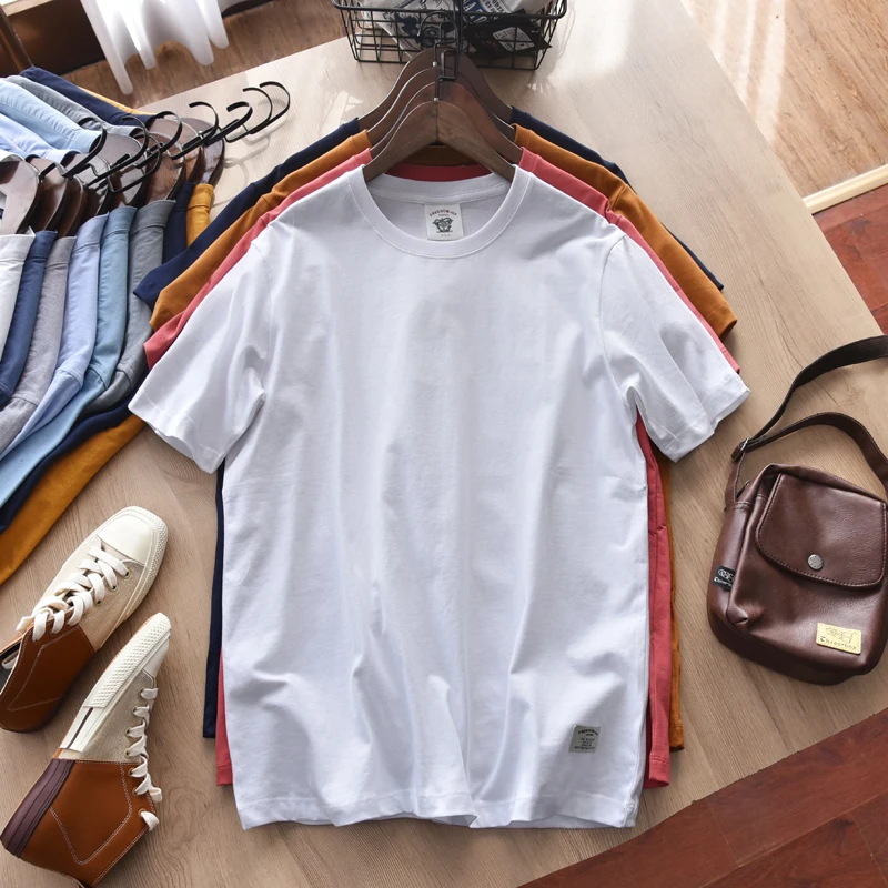 

Отличная однотонная Базовая Хлопковая мужская футболка с коротким рукавом Однотонная светильник вая Повседневная хорошая ткань