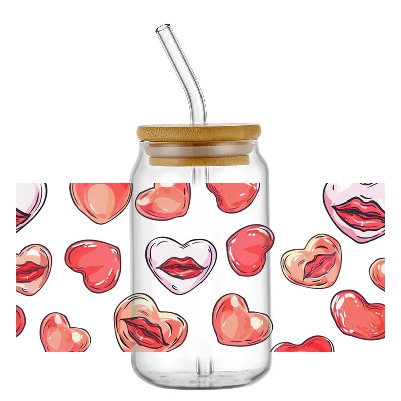 Наклейка на чашку поцелуй День святого Валентина переводная наклейка с защитой