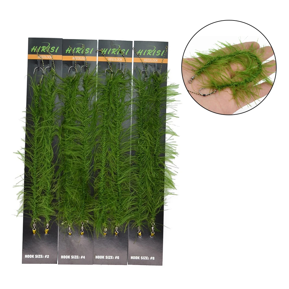 

2pcs/Bag Carp Fishing Accessories, Ready Made Fish Hook, Hair Rigs, Terminal Tackle With Hook And Weed Line 20cm Fishing Tackle