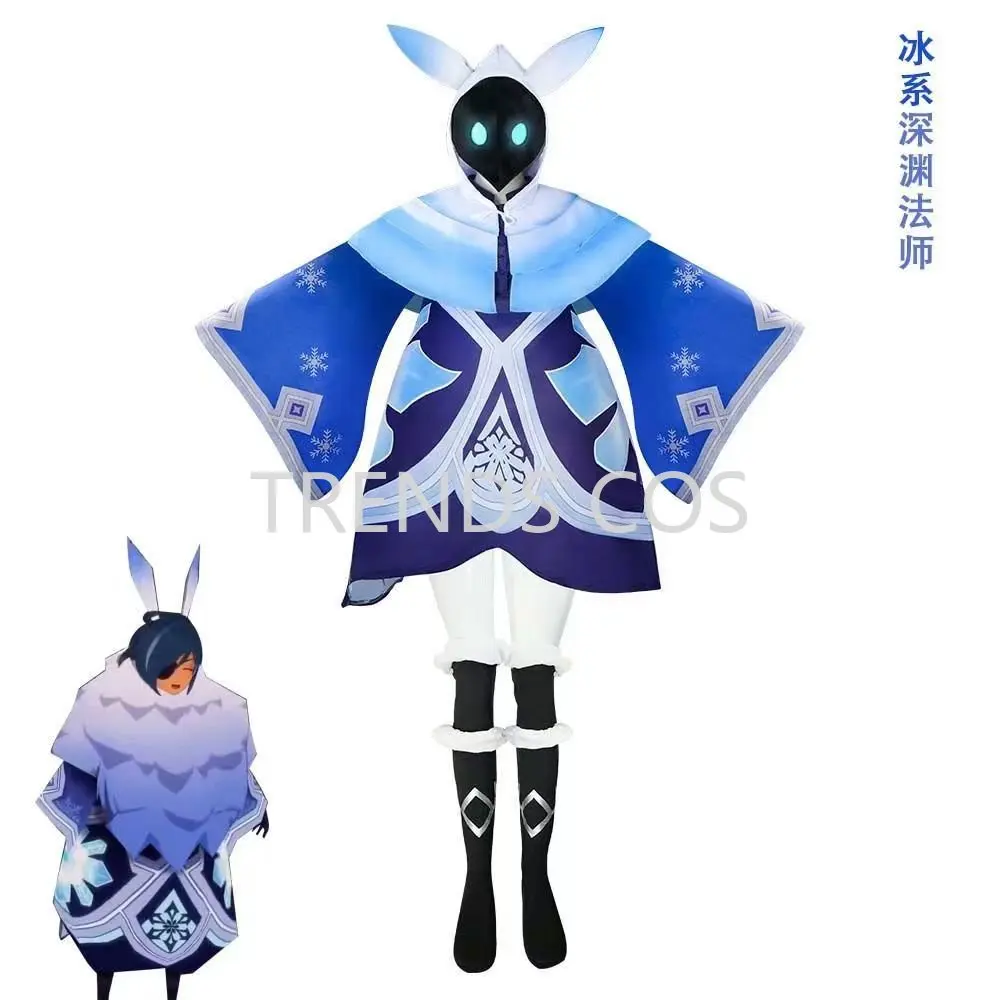 

Game Genshin Impact Cosplay Ice Attribute Abyss Mage Cosplay Costume Custom Cos Suit Props Weapon Glow Cryo Abyss Mage Outfits