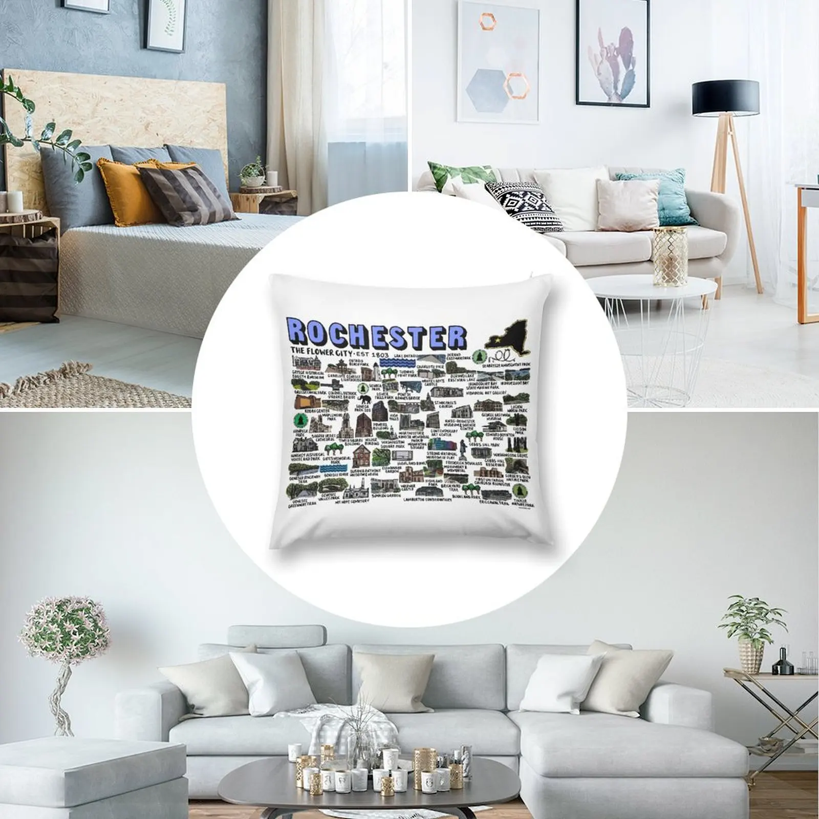 Подушка для дивана с изображением карты Нью-Йорка