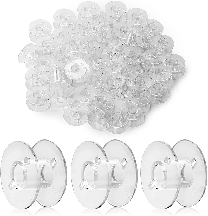 

100/50pc Plastic Empty Wire Spools Bobbins Round Ends Cord Ribbon Sewing Storing String White for Thread String Hand Craft Tools