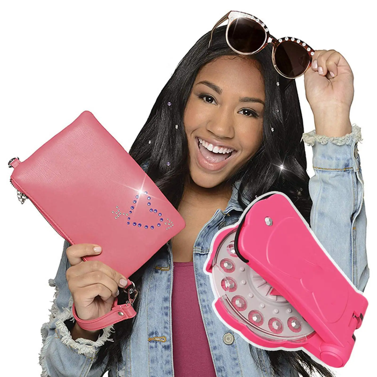 

Блестящий бриллиантовый степлер для волос, набор игрушек для макияжа, игры, стразы, художественное украшение «сделай сам» для девочек, диза...