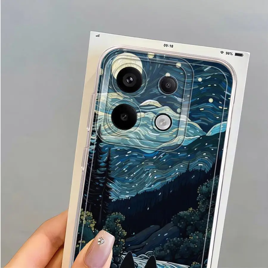 Фото Чехол для Xiaomi Redmi Note 14 Pro Plus 11 9 10 A4 11S 13C 12S 10S Note 13 14C 12, мягкий чехол для телефона, Ван Гог, Звездная ночь, Кот №3