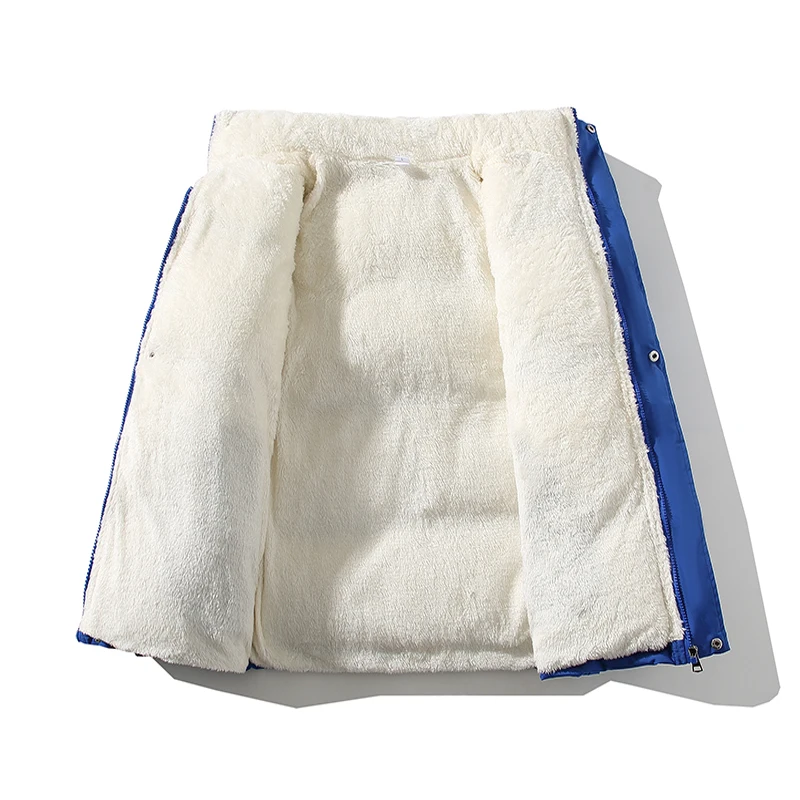 Men's Plush Thickened Parkas Stand Collar Winter Jacket Men's Parker Coat Winter Warm Thick Zipper Coat Padded Overcoat for Men