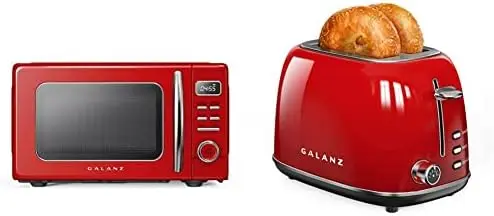 

GLCMKZ09RDR09 Retro Countertop Microwave Oven with Auto Cook & Reheat, Quick Start Functions, Easy Clean with Glass Turntabl