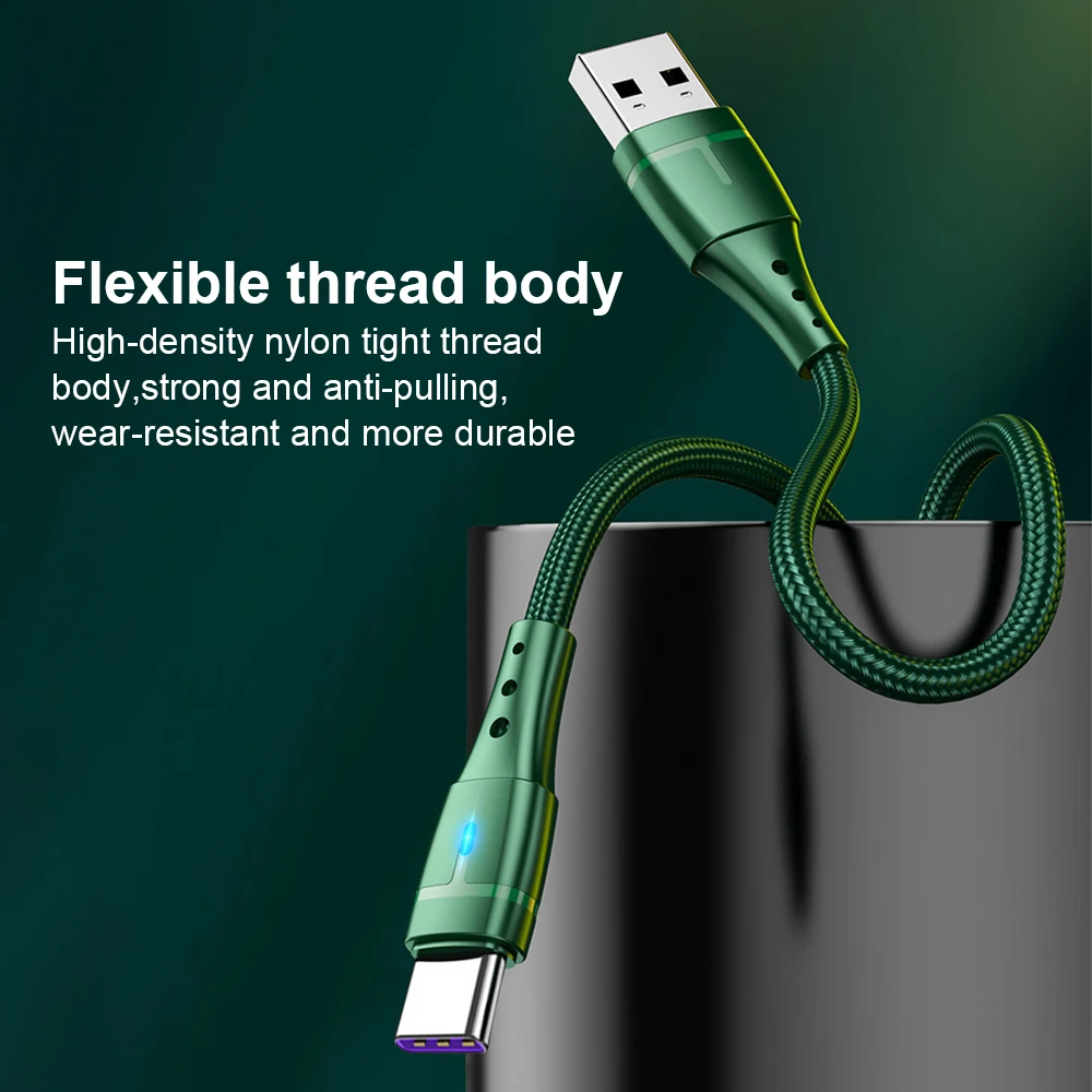 Olaf 3A USB Type C быстрозарядный кабель с LED-подсветкой для Huawei Mate 40 50 Xiaomi 11 12 Pro Micro Cables Andriod Phone.