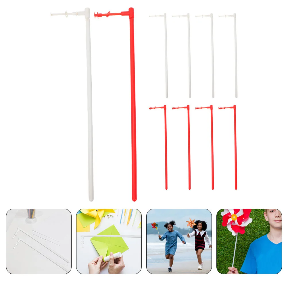 

10 Sets Supplies Windmill Making Rods Pole Poles Convenient Pinwheel Plastic Parts