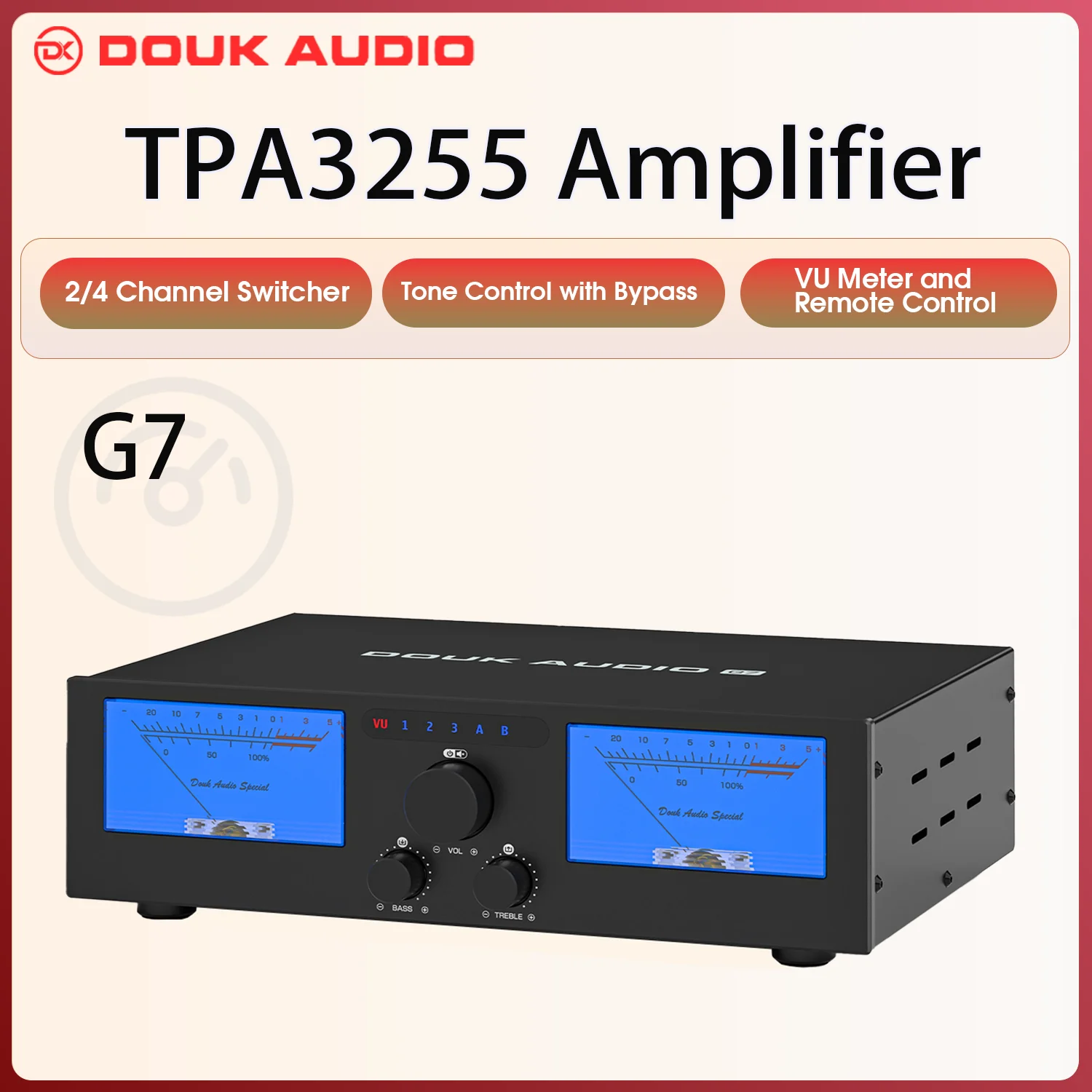 Фото Douk Audio G7 HIFI 300 Вт 2-канальный / 4-канальный цифровой усилитель, селектор динамиков для Eversolo DMP-A6 с TPA3255 №1