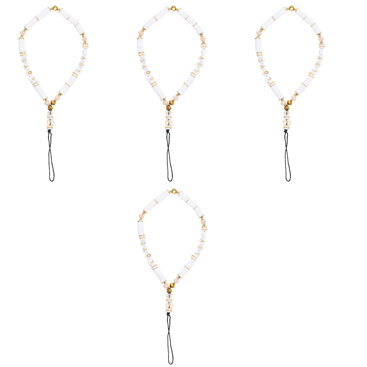 

4pcs Mobile Pendant Delicate Hanging Strap Polymer Clay and Crystal Lanyard