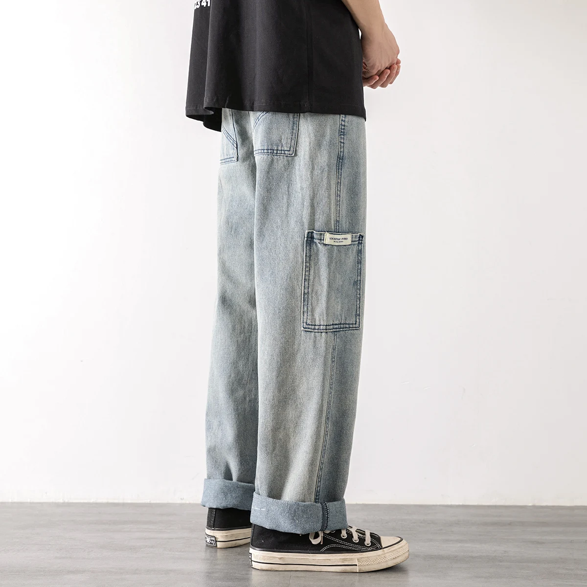 Loose Street Style Straight Pants Jeans Men's Fashion Brand Wide Leg Overalls Retro Trend Casual Youth Jeans Loose