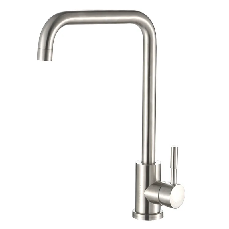 

Смеситель Для Кухонной Мойки Из Нержавеющей Стали 304 С Гибким Изливом, Однорычажный, Для Холодной И Горячей Воды