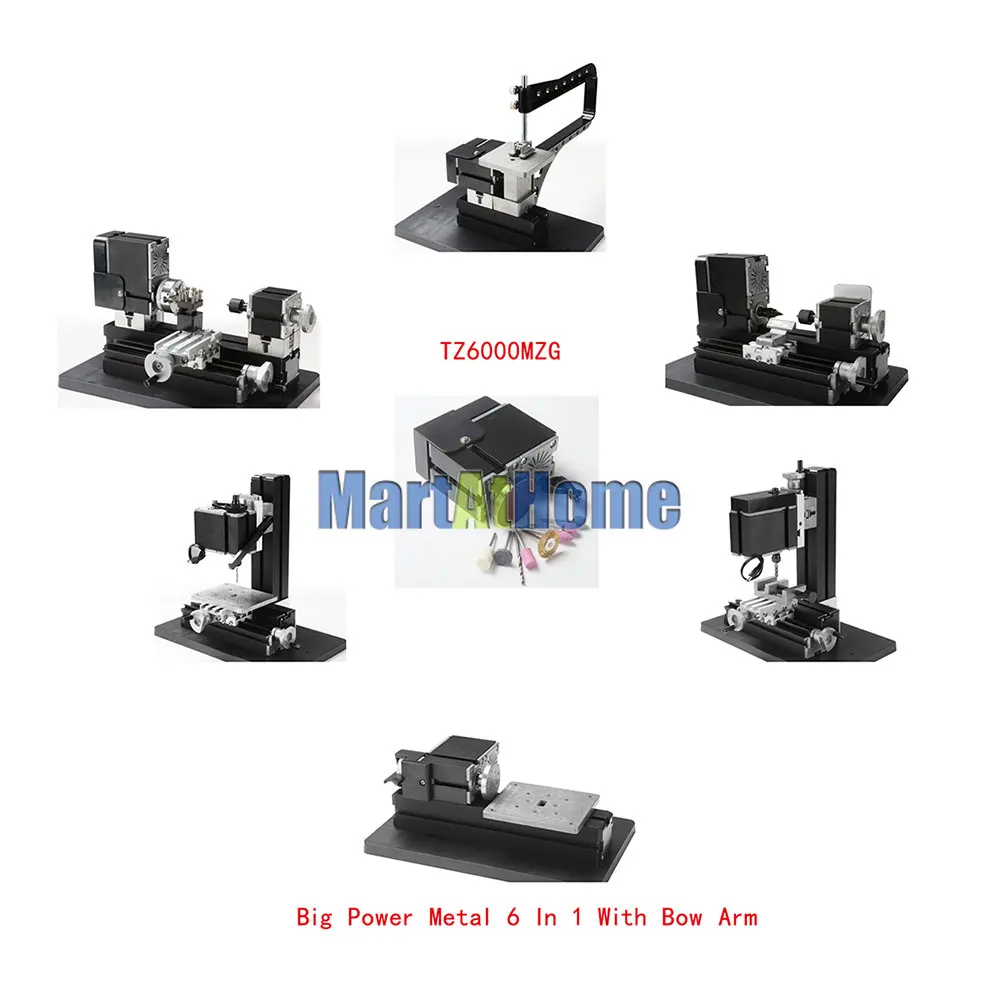 Металлический мини-комплект 6 в 1 60 Вт с токарным станком TZ6000MZG 20000 об/мин по дереву