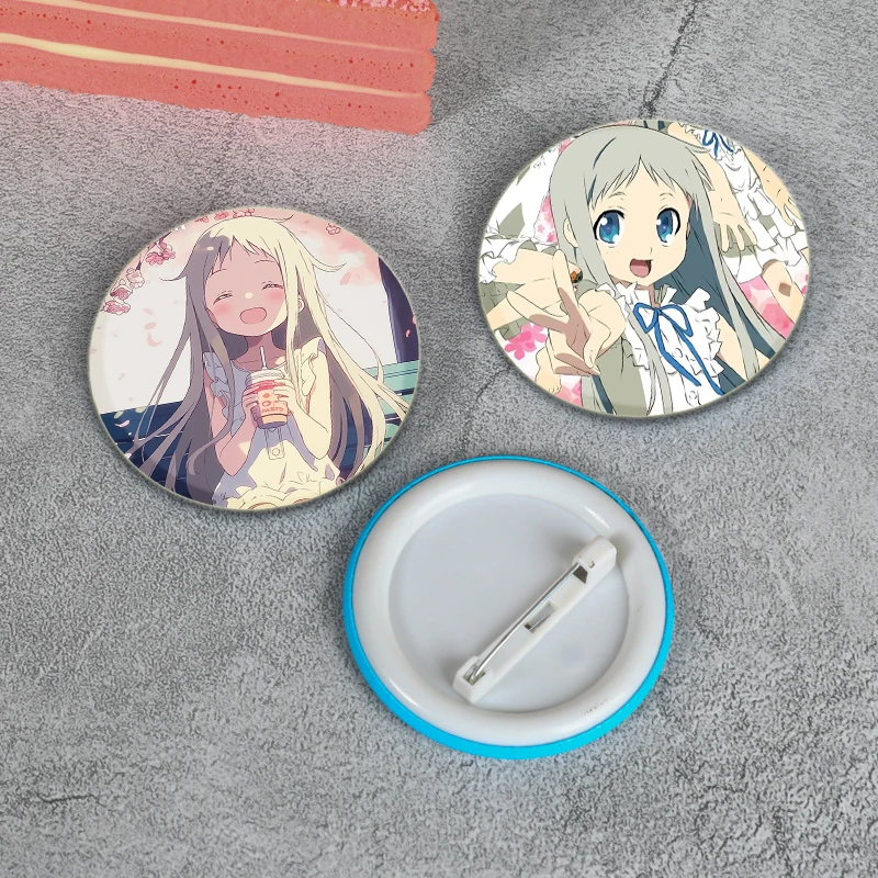 Anime AnoHana Button Pins Yadomi Jinta Honma Meiko Anjyou Naruko Round DIY Creative Brooches for Backpack Jewelry Accessories