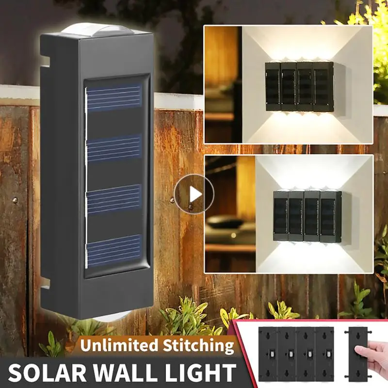 

1-4 PCS Outdoor Solar Light Garden Decor Up And Down Glowing Wall Lamps Unlimited Stitching Waterproof Fence Stair Wall Lights
