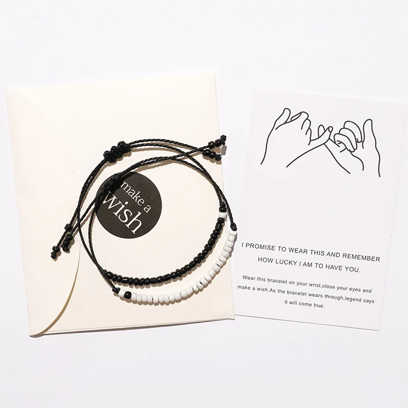 2 шт. Набор браслетов и открыток ручной работы из вощеной веревки плетеные