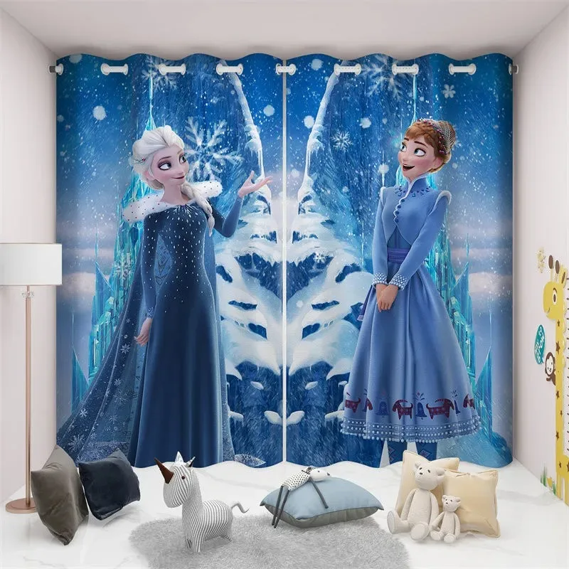 

2 Panels Curtain Disney Frozen 2 Elsa and Anna Blackout Curtains for Living Room Home Decoration Custom Curtains Shading Curtain
