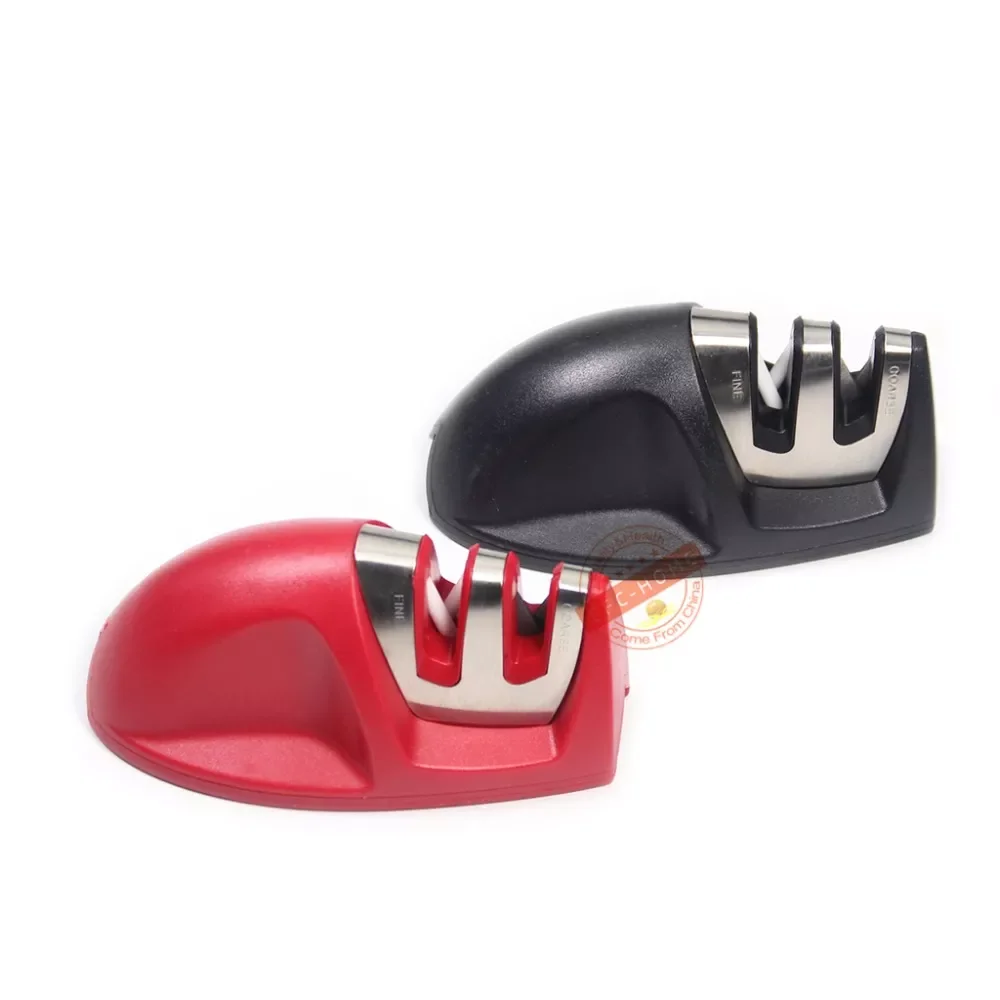 

2022New 2-stage Kitchen Knife Sharpener with Comfortable Non-Slip Grip, Kitchen accessories Black / Red
