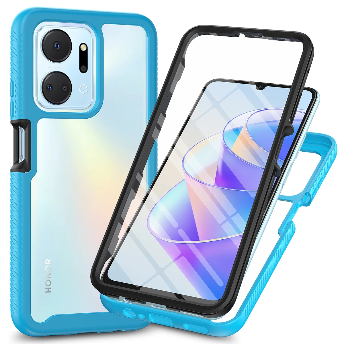

360° Full Body Case for Huawei Honor X7a Soft Screen Protector Film Hard PC Bumper Clear Armor Shockproof Phone Cover HonorX7a