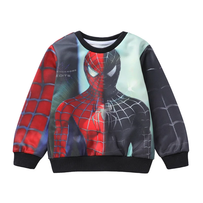 

Spring Kids Clothes Spiderman Fleece Warm Autumn Toddler Boys Tops Teen Children Sweatshirts Winter Little Girls Outfits