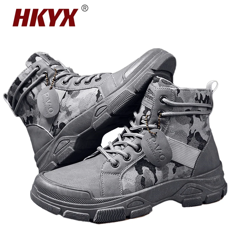 Men's Autumn Winter Outdoor Excursion Warm Boots Lace-up Hiking Shoes Fluff Lining High Boot Hiking Antislip Sneakers