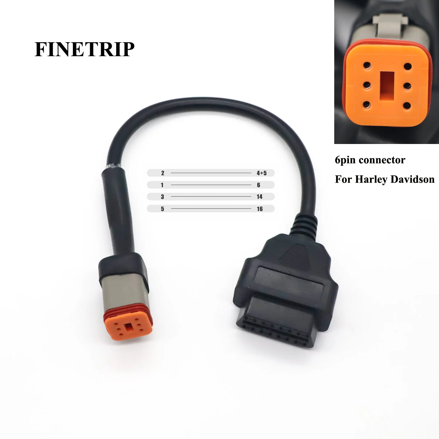 FINETRIP Motorcycle Extension Cable For Harley Davidson 4pin / 6Pin To OBD2 Diagnostic Scanner Adapter ELM327 OBD |
