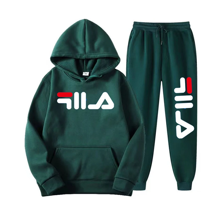 

Autumn Winter Tracksuit 2 Pieces Sets Unisex Outdoor Sport Hoodies Cotton Fleece Sweatshirt+Pants Suit Hooded Sportswear