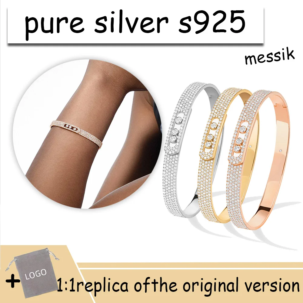 Роскошные браслеты из чистого серебра S925 классический браслет Move Noa со стразами