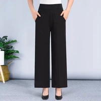 fashion 2022 summer women wide leg pants casual thin high waist cropped trousers ice silk womens baggy pants 6xl 7xl 8xl