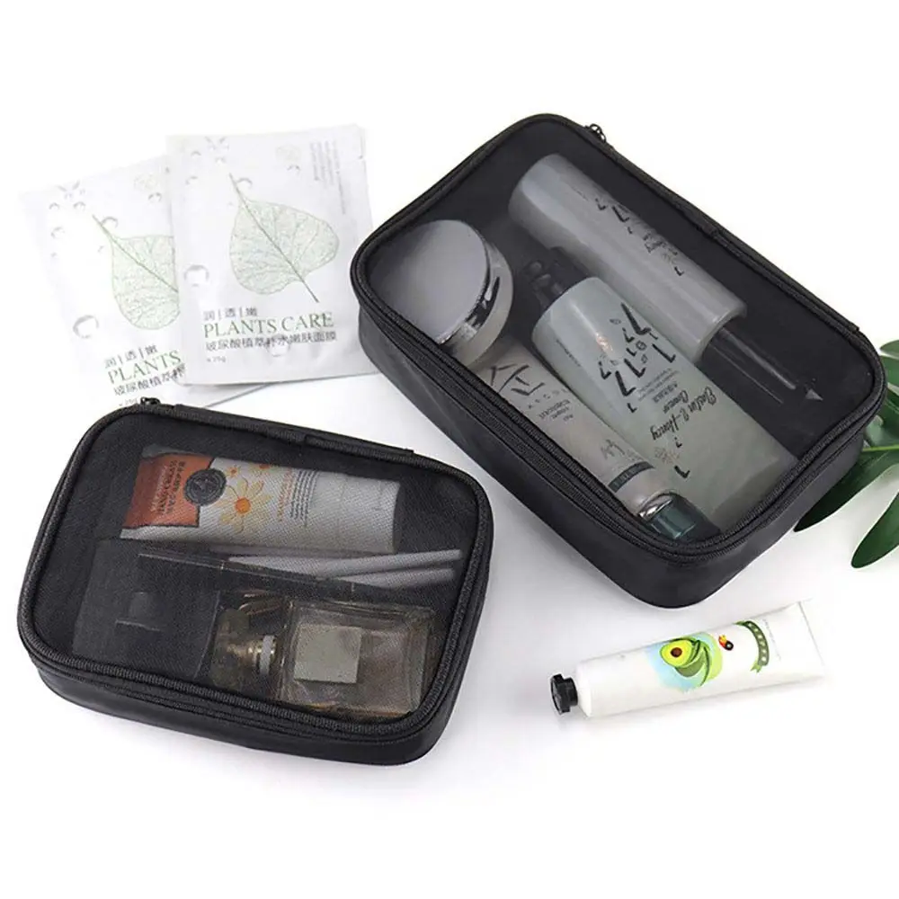 

Casual Portable Travel Zipper Female Nylon Toiletry Bag Mesh Cosmetic Bag Makeup Case Storage Bag Bath Storage