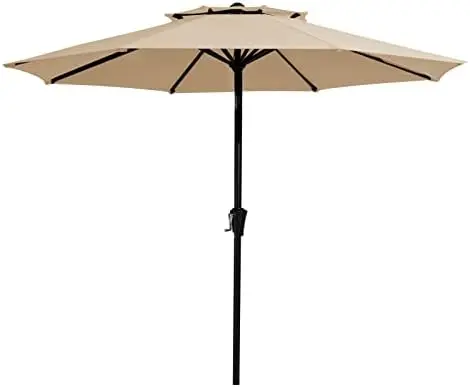 

Зонт 2-Ярусный для наружного рынка, зонты с нажимной кнопкой, наклоном, кривошипом, 8 прочных ребер, УФ-защита, водонепроницаемый, солнцезащитный, бежевый