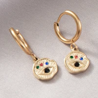 evil eye dangle earring luxury colorful diamond gold color hoop earrings for women vintage korean fashion jewelry pendientes