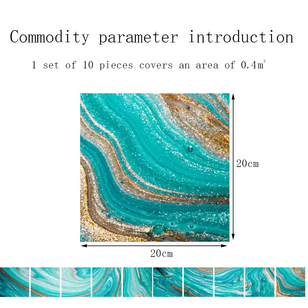 Самоклеящиеся синие зыбучие пески 20/10 шт. волнистые самоклеящиеся водостойкие
