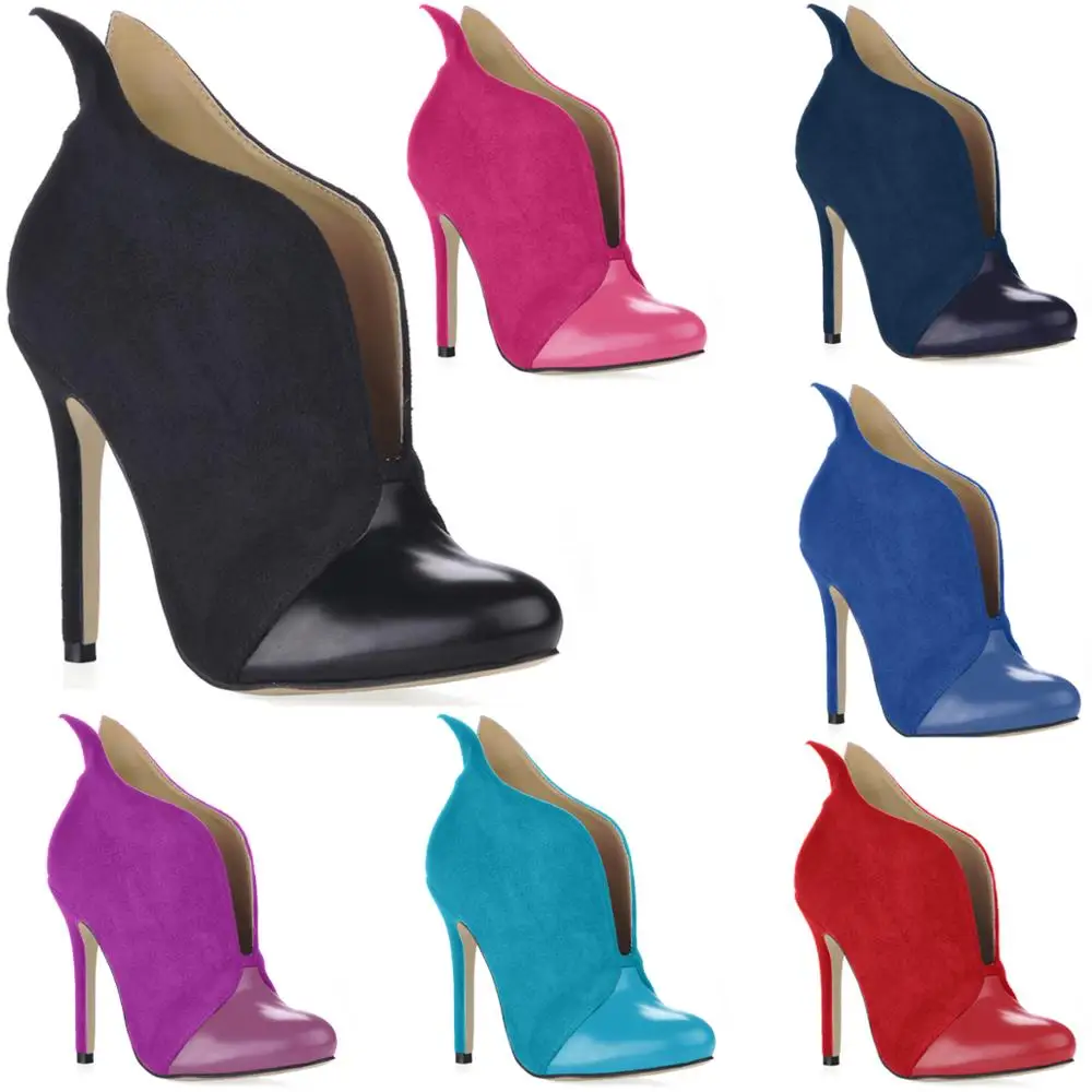 

CHMILE CHAU Black Suede Sexy Dress Party Shoe Women Round Toe Stiletto High Heels Lady Bootie Zapatos Mujer Plus Size 0640cbt-i4