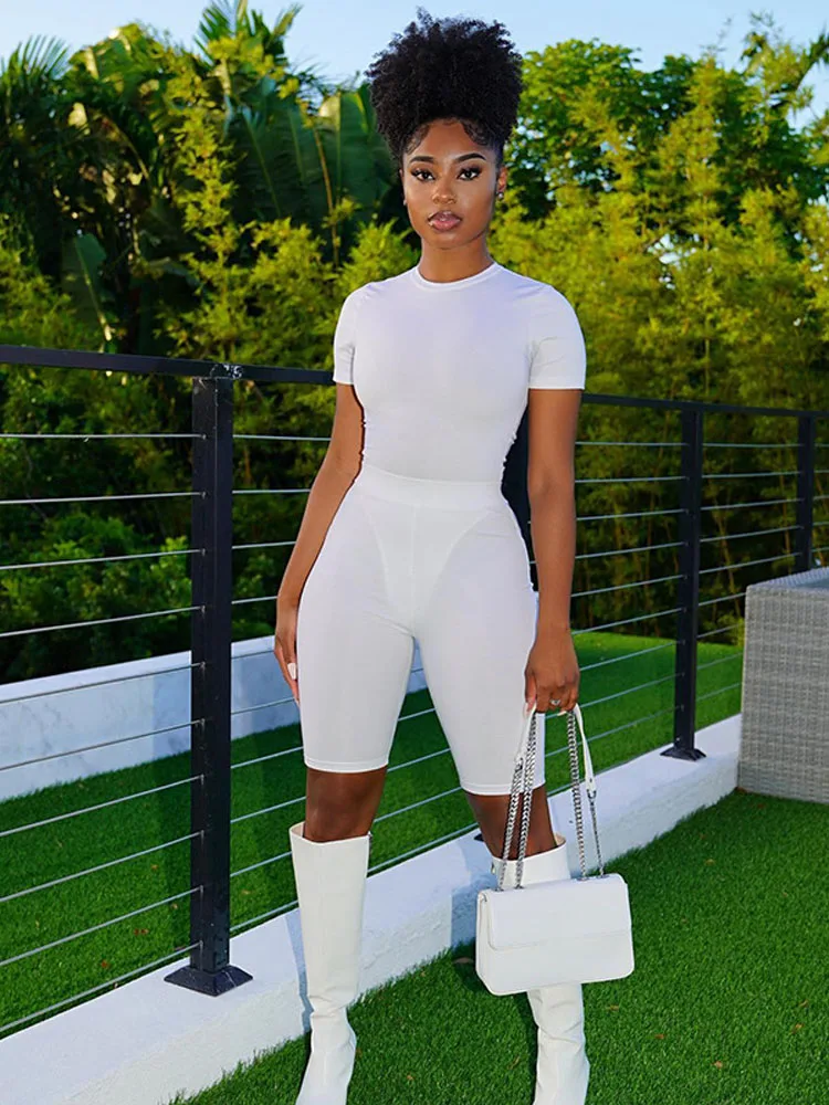 

Комплект из двух предметов, женские спортивные костюмы, сексуальные боди с круглым вырезом и коротким рукавом + узкие шорты с высокой талией, лето 2022, женская спортивная одежда