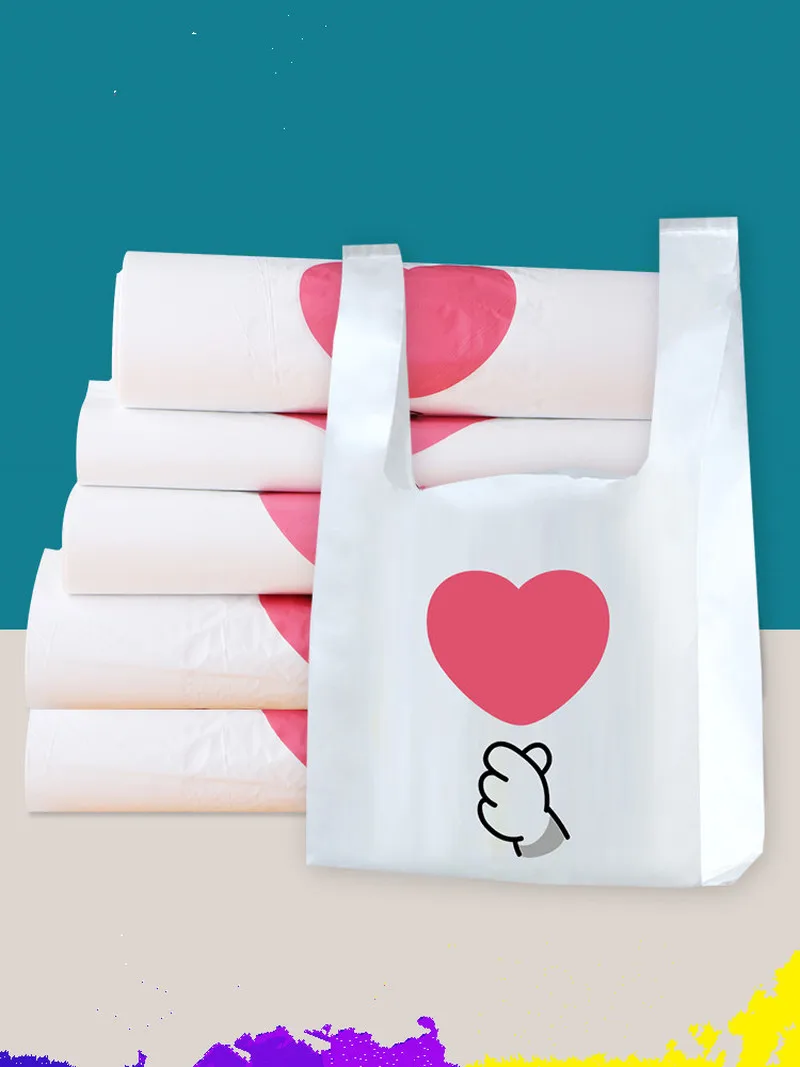 

200pcs/lot Supermarket Shopping Plastic Bags New Materiat Vest Bags Gift Cosmetic Bags Food Packaging Bag
