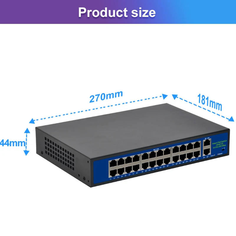 Gigaibit коммутатор TEROW POE 52 в VLAN 24 порта 100 Мбит/с + 2 RJ45 1000 IEEE 802 3 Af/at стандартная сеть