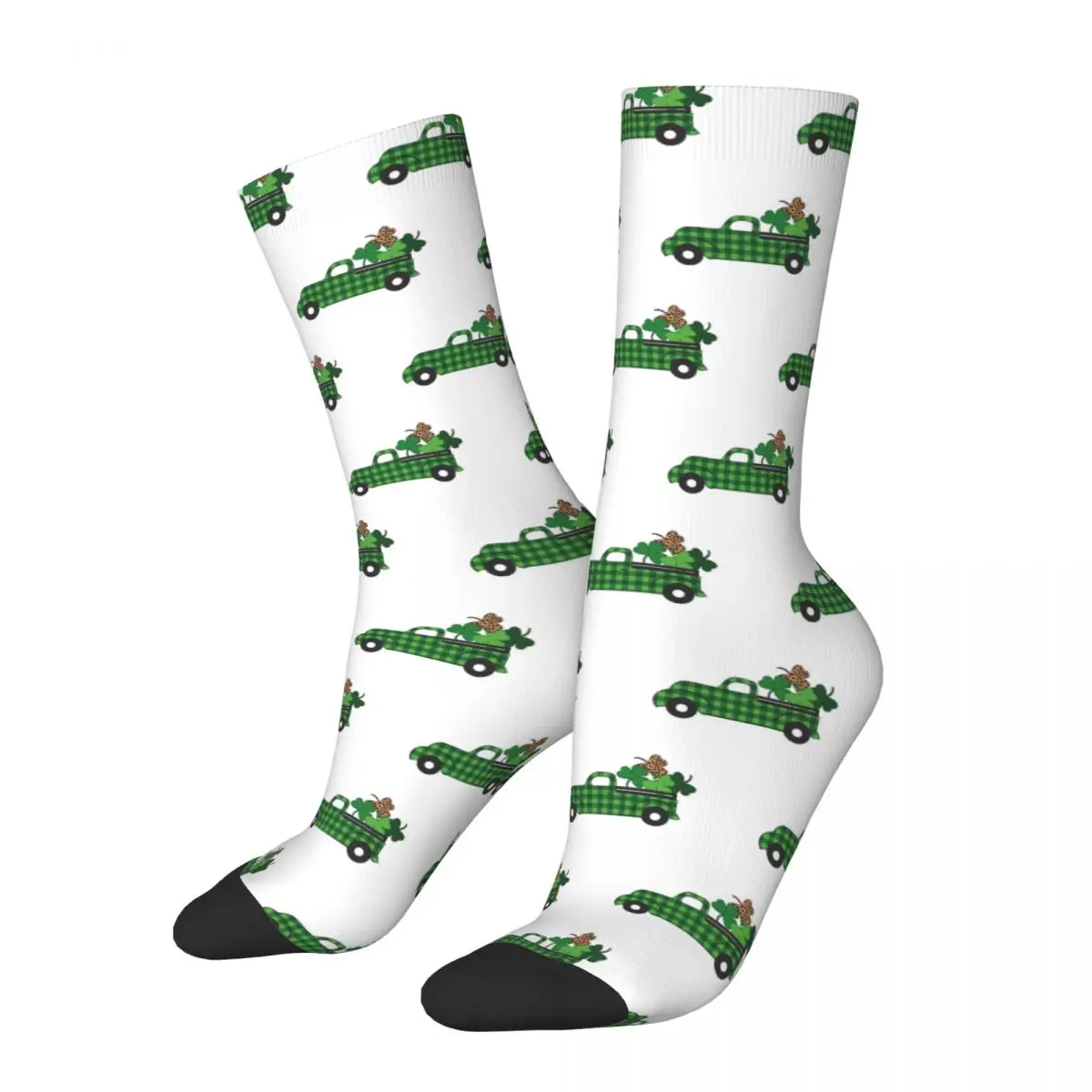 

Красочные баскетбольные носки Shamrock Leaf Car из полиэстера, длинные носки для женщин и мужчин