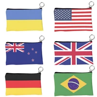 fashion flag pattern coin purses small fresh canvas coin wallet lady girls earphone coin key money storage bag zipper pouch gift