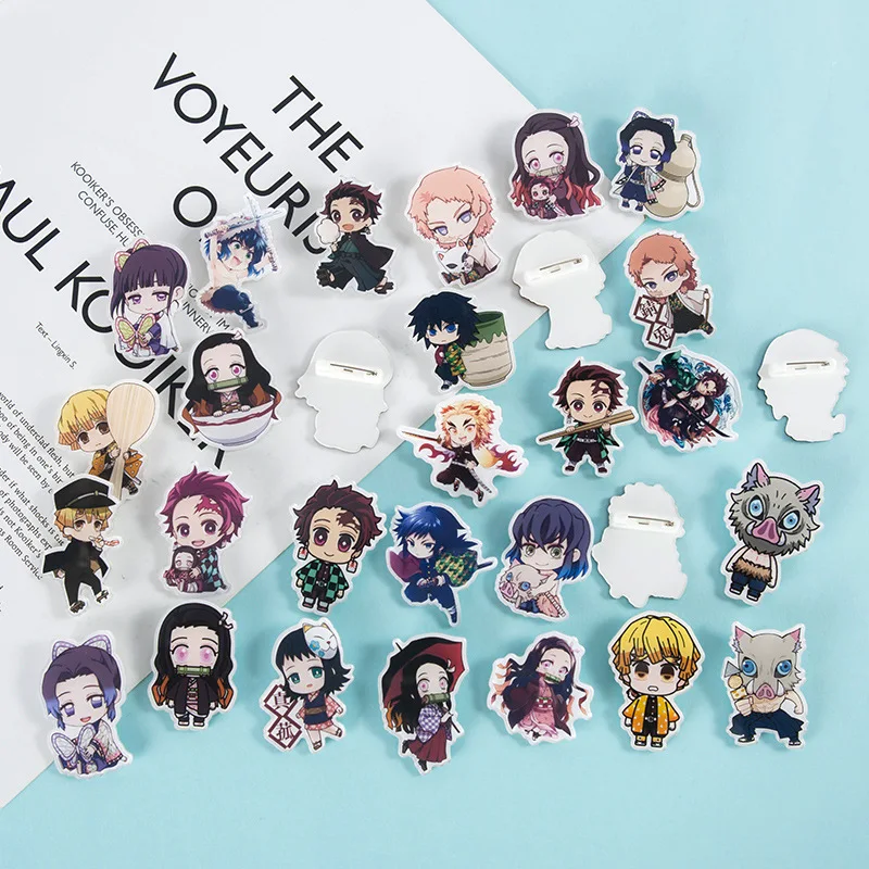

Anime Demon Slayer Brooch Kimetsu No Yaiba Acrylic Lapel Pins Women Men Bag Backpack Decoration Hats Jewelry For Kids Friends