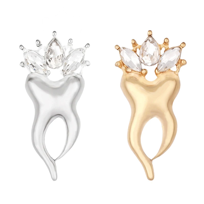 

Teeth Brooch Diamond Inlay Crown Teeth Ornament Metal Badge Cute Pin Accessories Backpack Pencil Bag Decoration Medal Jewelry
